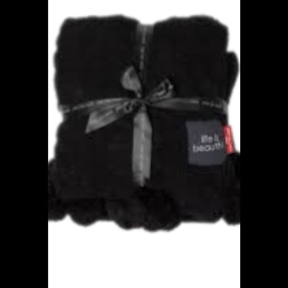 Peace Love World 70" x 60" Pom Pom Cable Knit Blanket Eclipse